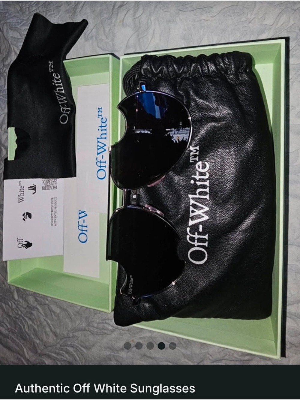 Off-White Black Frame Sunglasses with Blue Mirrored Lenses